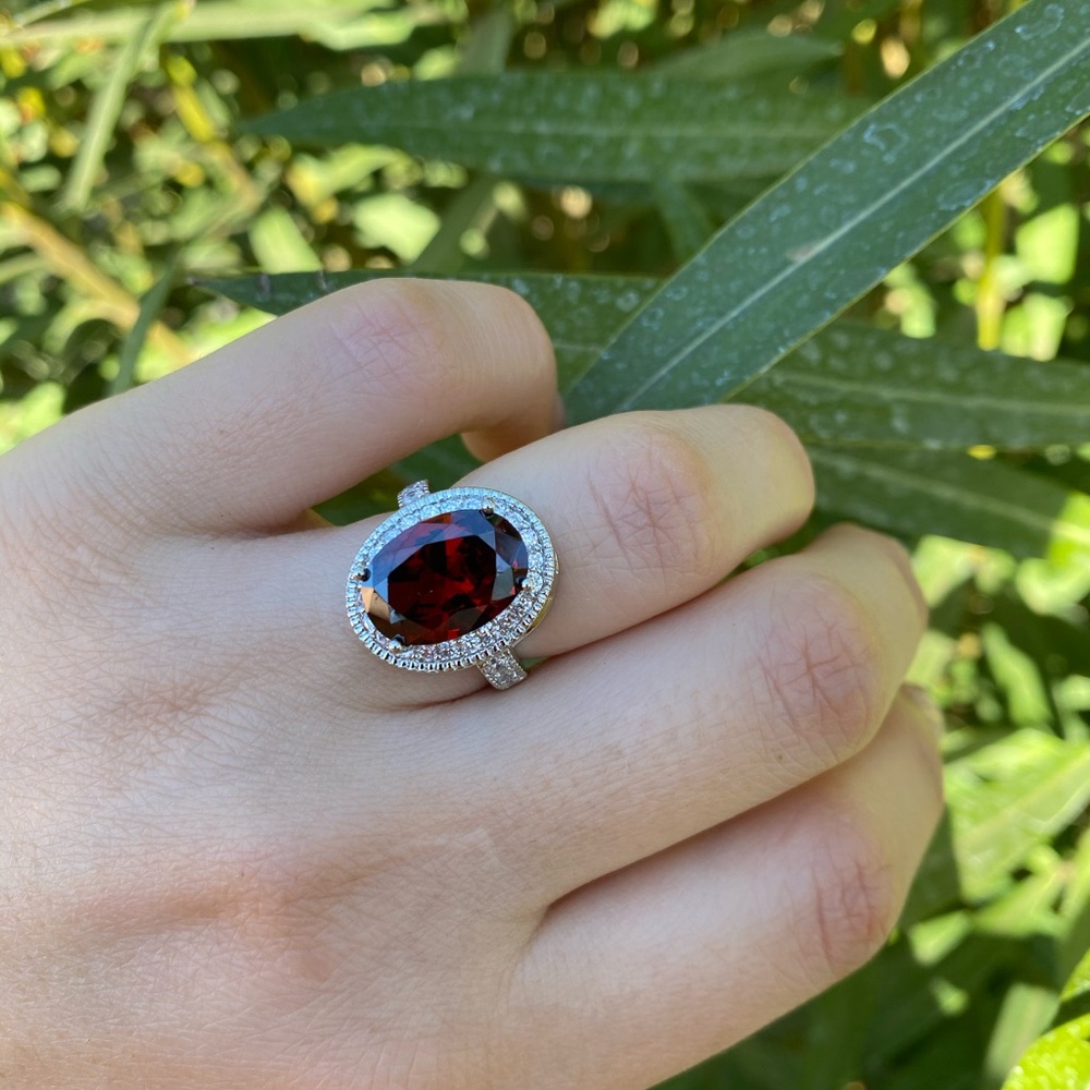 NEW Oval Cut 2.95ct Garnet 925 Silver Ring - Picture 7 of 8